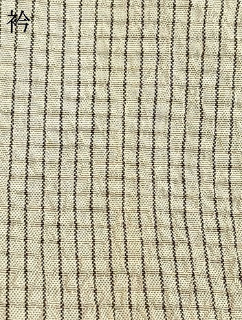 平和屋着物▽上質なお召 単衣 ふくれ織 縞 正絹 逸品 AAAW1429fy