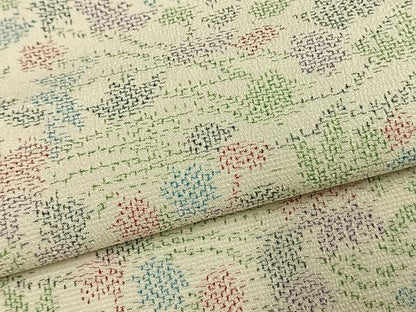 平和屋着物▽お召 単衣 草葉文 正絹 逸品 AAAW1432fy