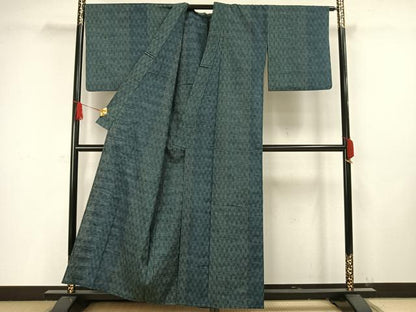 平和屋着物▽上質な紬 単衣 よろけ縞 正絹 逸品 AAAW1434fy