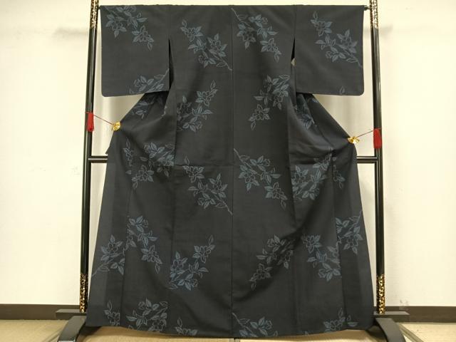平和屋着物▽本塩沢 単衣 草花文 正絹 逸品 未使用 AAAW1435fy