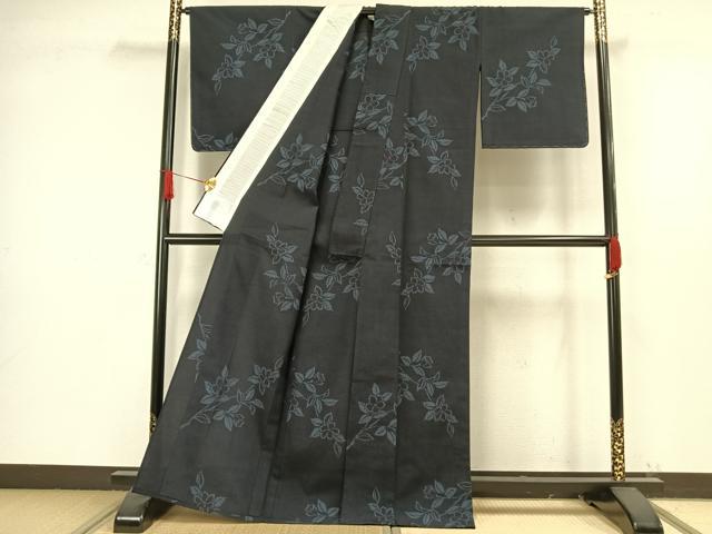 平和屋着物▽本塩沢 単衣 草花文 正絹 逸品 未使用 AAAW1435fy