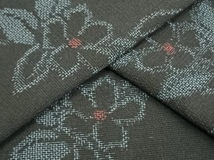 平和屋着物▽本塩沢 単衣 草花文 正絹 逸品 未使用 AAAW1435fy