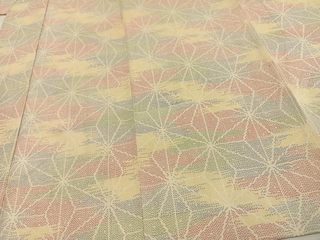 平和屋着物▽お召 単衣 麻の葉文様 正絹 逸品 未使用 AAAW1442fy