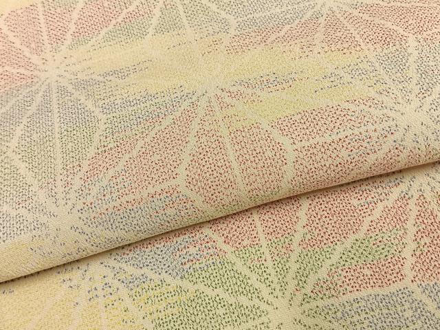 平和屋着物▽お召 単衣 麻の葉文様 正絹 逸品 未使用 AAAW1442fy
