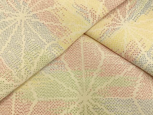 平和屋着物▽お召 単衣 麻の葉文様 正絹 逸品 未使用 AAAW1442fy
