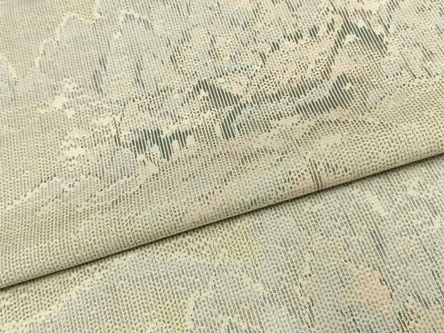 平和屋着物▽上質な紬 単衣 風景樹林文 正絹 逸品 AAAW1443fy