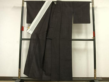 平和屋着物▽上質な紬　単衣　吉祥花文　正絹　逸品　AAAW1444fy