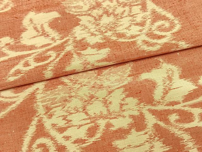 平和屋着物▽上質な紬 単衣 花唐草文 正絹 逸品 AAAW1445fy