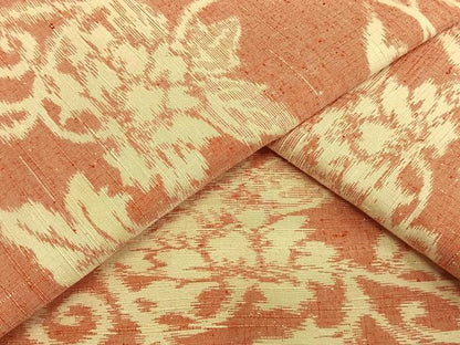 平和屋着物▽上質な紬 単衣 花唐草文 正絹 逸品 AAAW1445fy