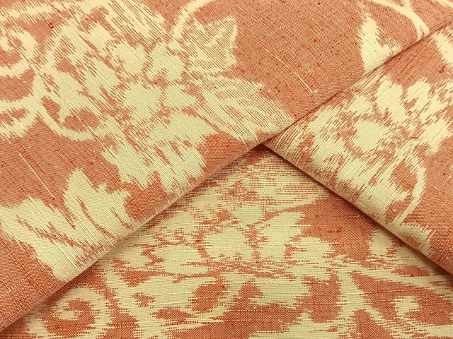 平和屋着物▽上質な紬 単衣 花唐草文 正絹 逸品 AAAW1445fy