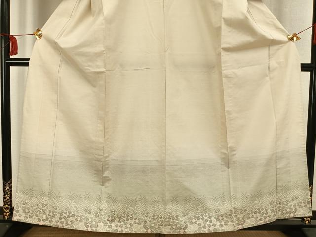平和屋着物▽訪問着 単衣 紬地 草花文 正絹 逸品 AAAW1446fy