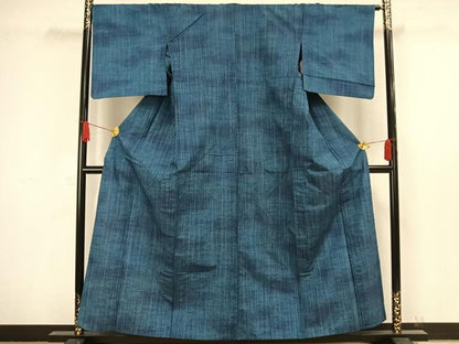 平和屋着物▽上質な紬 単衣 縞 正絹 逸品 AAAW1452fy