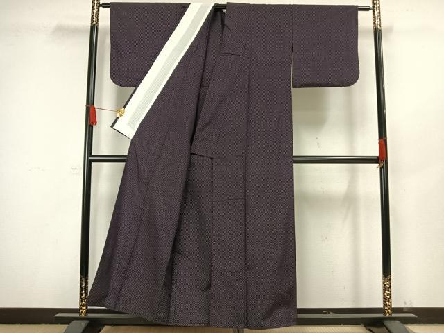 平和屋着物▽上質な紬 単衣 十字絣 正絹 逸品 AAAW1453fy