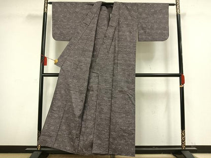 平和屋着物▽上質な紬　単衣　幾何学文　正絹　逸品　AAAW1458fy