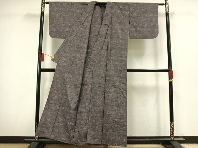 平和屋着物▽上質な紬　単衣　幾何学文　正絹　逸品　AAAW1458fy