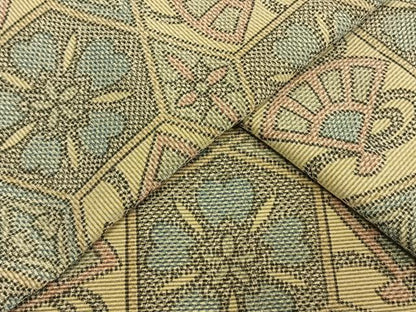 平和屋着物▽上質な紬 単衣 亀甲花文 正絹 逸品 AAAW1459fy