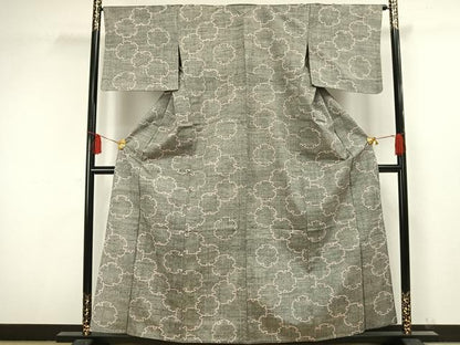 平和屋着物▽上質な紬 単衣 雪輪文 正絹 逸品 AAAW1460fy