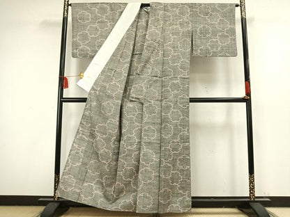 平和屋着物▽上質な紬 単衣 雪輪文 正絹 逸品 AAAW1460fy