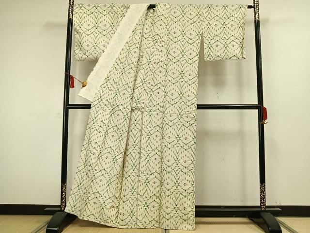 平和屋着物▽上質な紬　単衣　琉球絣　正絹　逸品　AAAW1462fy