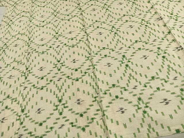 平和屋着物▽上質な紬　単衣　琉球絣　正絹　逸品　AAAW1462fy