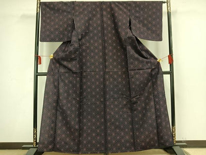 平和屋着物▽訪問着 単衣 麻の葉文様 正絹 逸品 AAAW1463fy