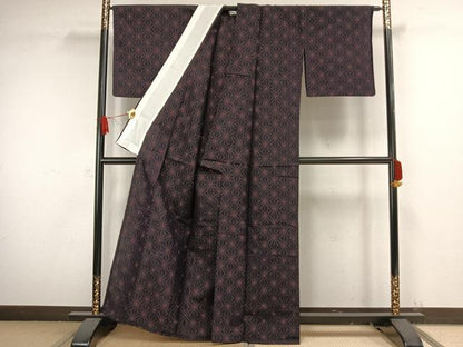 平和屋着物▽訪問着 単衣 麻の葉文様 正絹 逸品 AAAW1463fy