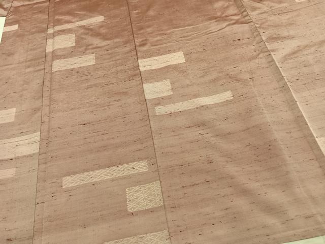 平和屋着物▽上質な紬　単衣　横段文　正絹　逸品　AAAW1468fy