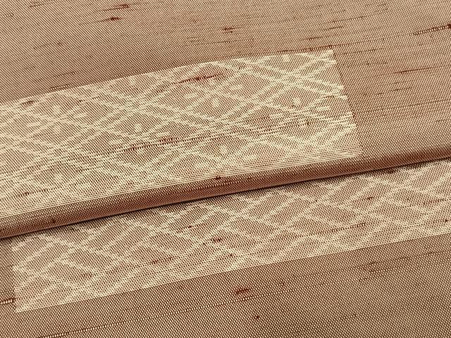 平和屋着物▽上質な紬　単衣　横段文　正絹　逸品　AAAW1468fy