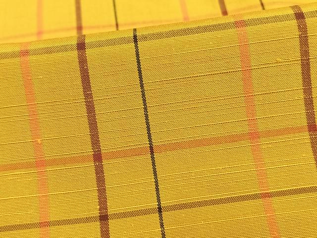 平和屋着物▽上質な紬 単衣 格子 正絹 逸品 AAAW1469fy