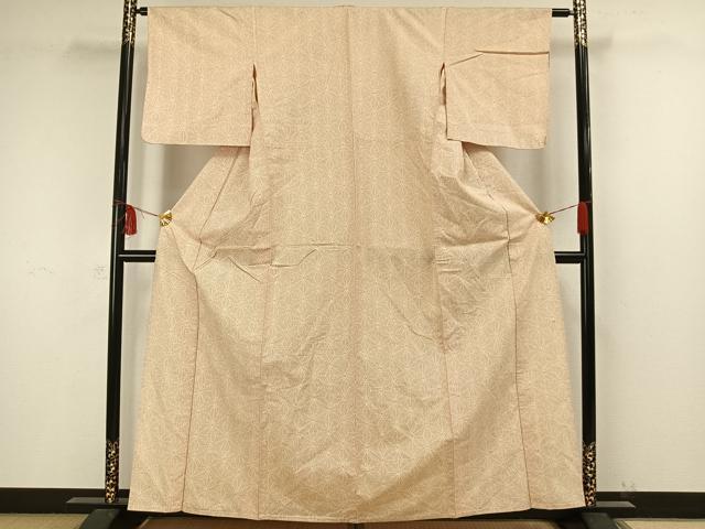 平和屋着物▽上質な紬 単衣 麻の葉文様 正絹 逸品 AAAW1470fy