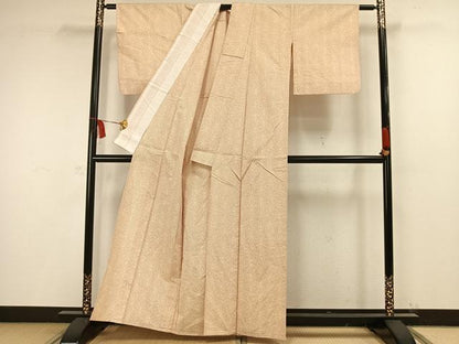 平和屋着物▽上質な紬 単衣 麻の葉文様 正絹 逸品 AAAW1470fy