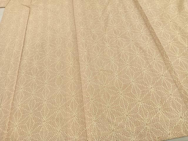 平和屋着物▽上質な紬 単衣 麻の葉文様 正絹 逸品 AAAW1470fy