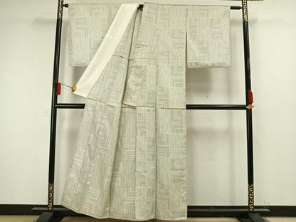 平和屋着物▽上質な紬 単衣 色紙文 正絹 逸品 AAAW1471fy