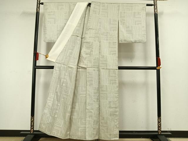 平和屋着物▽上質な紬 単衣 色紙文 正絹 逸品 AAAW1471fy