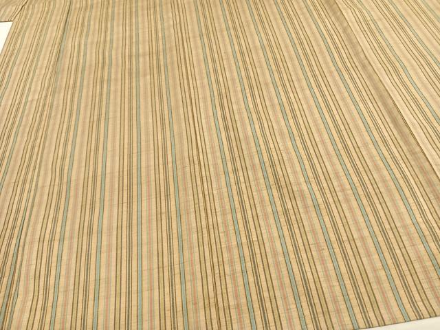 平和屋着物▽上質な紬 単衣 縞 正絹 逸品 AAAW1477fy