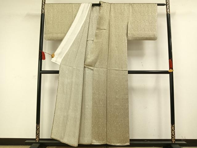 平和屋着物▽上質な小紋　単衣　絞り　あられ文　正絹　逸品　AAAW1479fy