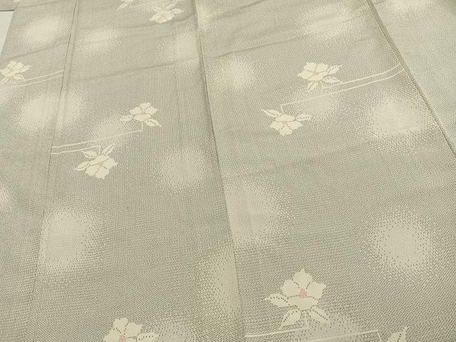 平和屋着物▽本塩沢 単衣 110亀甲 草花文 正絹 逸品 AAAW1480fy