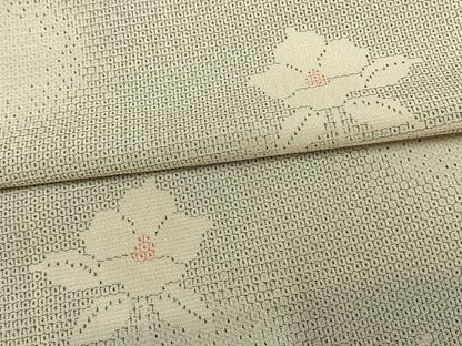 平和屋着物▽本塩沢 単衣 110亀甲 草花文 正絹 逸品 AAAW1480fy
