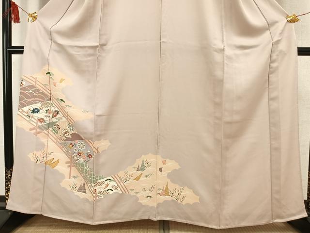 平和屋着物▽訪問着 単衣 風景草花文 正絹 逸品 AAAW1483fy