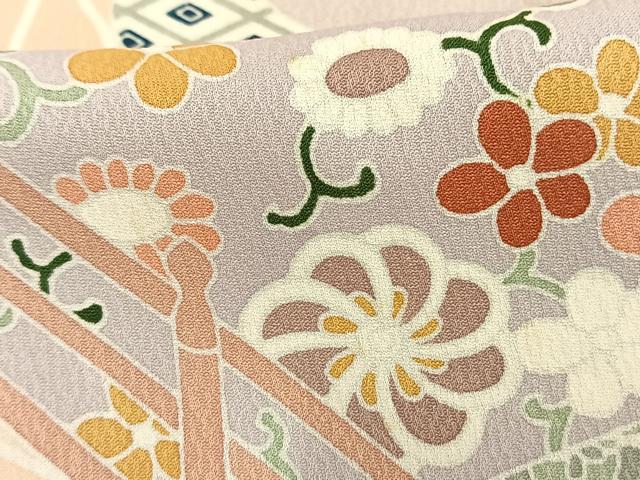 平和屋着物▽訪問着 単衣 風景草花文 正絹 逸品 AAAW1483fy