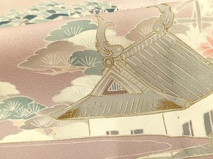 平和屋着物▽訪問着 単衣 風景文 金彩 正絹 逸品 AAAW1484fy