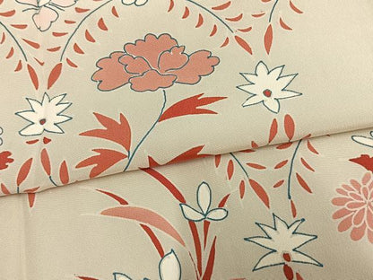 平和屋着物▽訪問着 単衣 草花文 正絹 逸品 未使用 AAAW1486fy