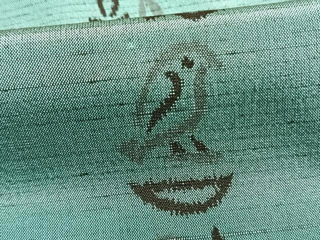 平和屋着物▽上質な小紋　単衣　紬地　粋紗　抽象文　反端付き　正絹　逸品　AAAW1487fy