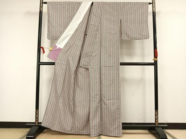 平和屋着物▽小紋 単衣 縞 洗える着物 AAAW1491fy