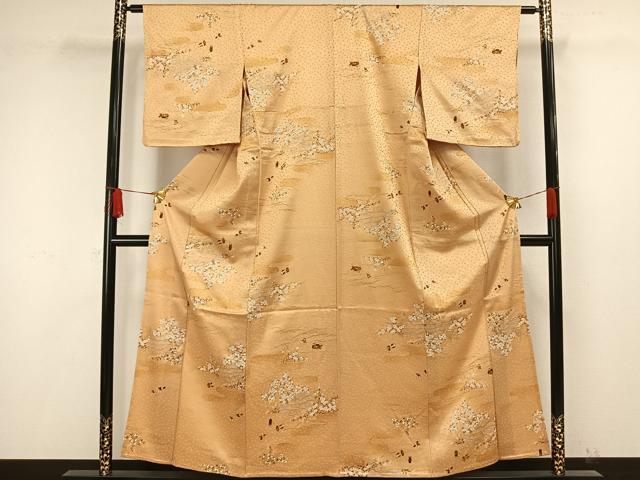 平和屋着物▽上質な小紋 単衣 人物風景文 金彩 正絹 逸品 AAAW1492fy