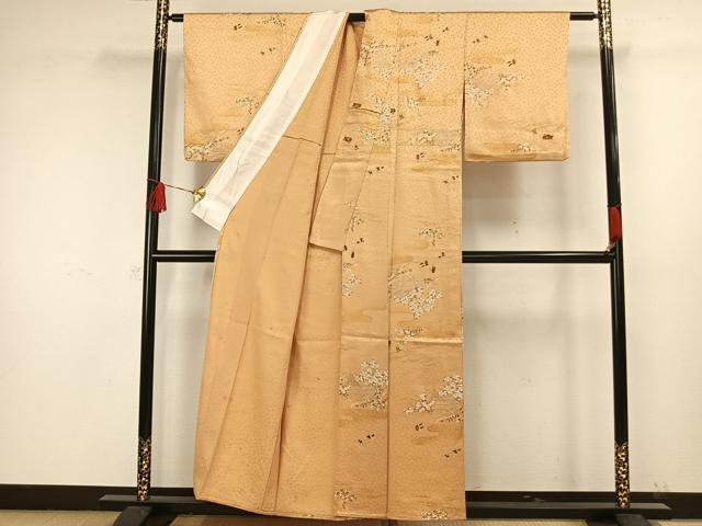 平和屋着物▽上質な小紋 単衣 人物風景文 金彩 正絹 逸品 AAAW1492fy