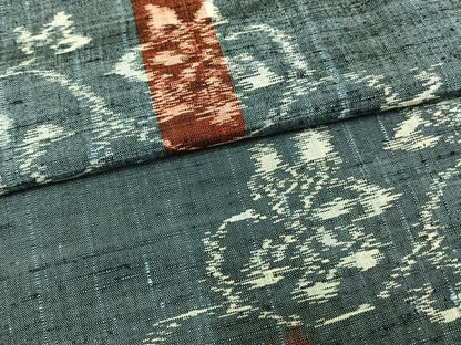 平和屋着物▽上質な紬 単衣 草花文 正絹 逸品 AAAW1494fy