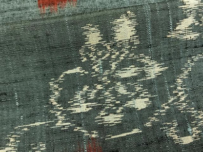 平和屋着物▽上質な紬 単衣 草花文 正絹 逸品 AAAW1494fy