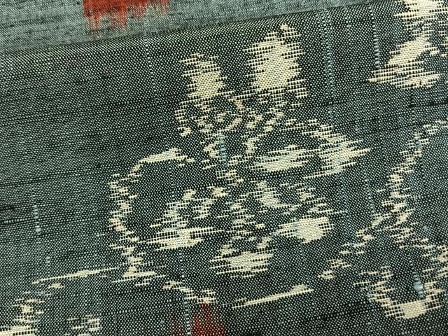平和屋着物▽上質な紬 単衣 草花文 正絹 逸品 AAAW1494fy