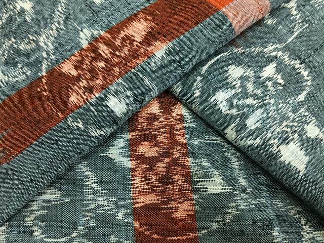 平和屋着物▽上質な紬 単衣 草花文 正絹 逸品 AAAW1494fy